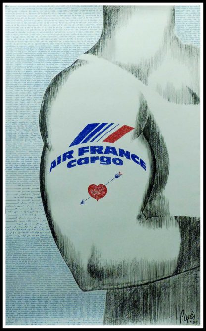 (alt="Original vintage travel poster AIR FRANCE CARGO signed in the plate by PAGES and printed by Air France circa 1970")