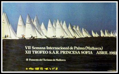 (alt="Original vintage poster International Week Of Palma, Princess Sofia Trophy, 1981 realised by Antonio Henales (photo) and printed by Mallorca tourism")
