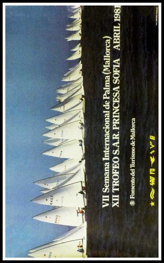 (alt="Original vintage poster International Week Of Palma, Princess Sofia Trophy, 1981 realised by Antonio Henales (photo) and printed by Mallorca tourism")