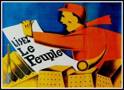 (alt="Original vintage poster Lisez Le Peuple , circa 1930 signed in the plate by F. Kersters and printed by unknown")