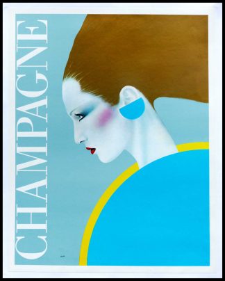 (alt="Affiche originale, Champagne circa 1980 signée dans la planche par Razzia et imprimée par R.A.F Production")