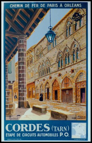 (alt="Original vintage poster Chemin de fer de Paris à Orléans, Cordes (Tarn), 1933. Signed in the plate by Commarmond and Printed by Chaix, Paris")