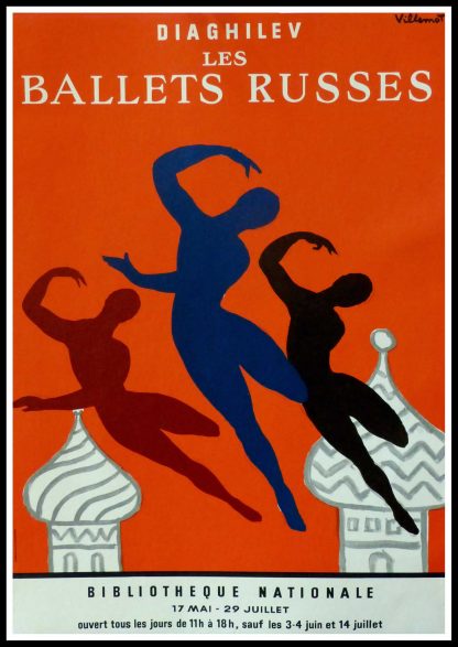 (alt="original ballet dance poster DIAGHILEV les ballets russes Bernard VILLEMOT 1979)