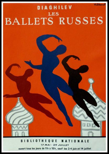 (alt="Affiche originale Diaghilev, les ballets russes, 1979 signée dans la planche par Villemot et imprimée par BEDOS")