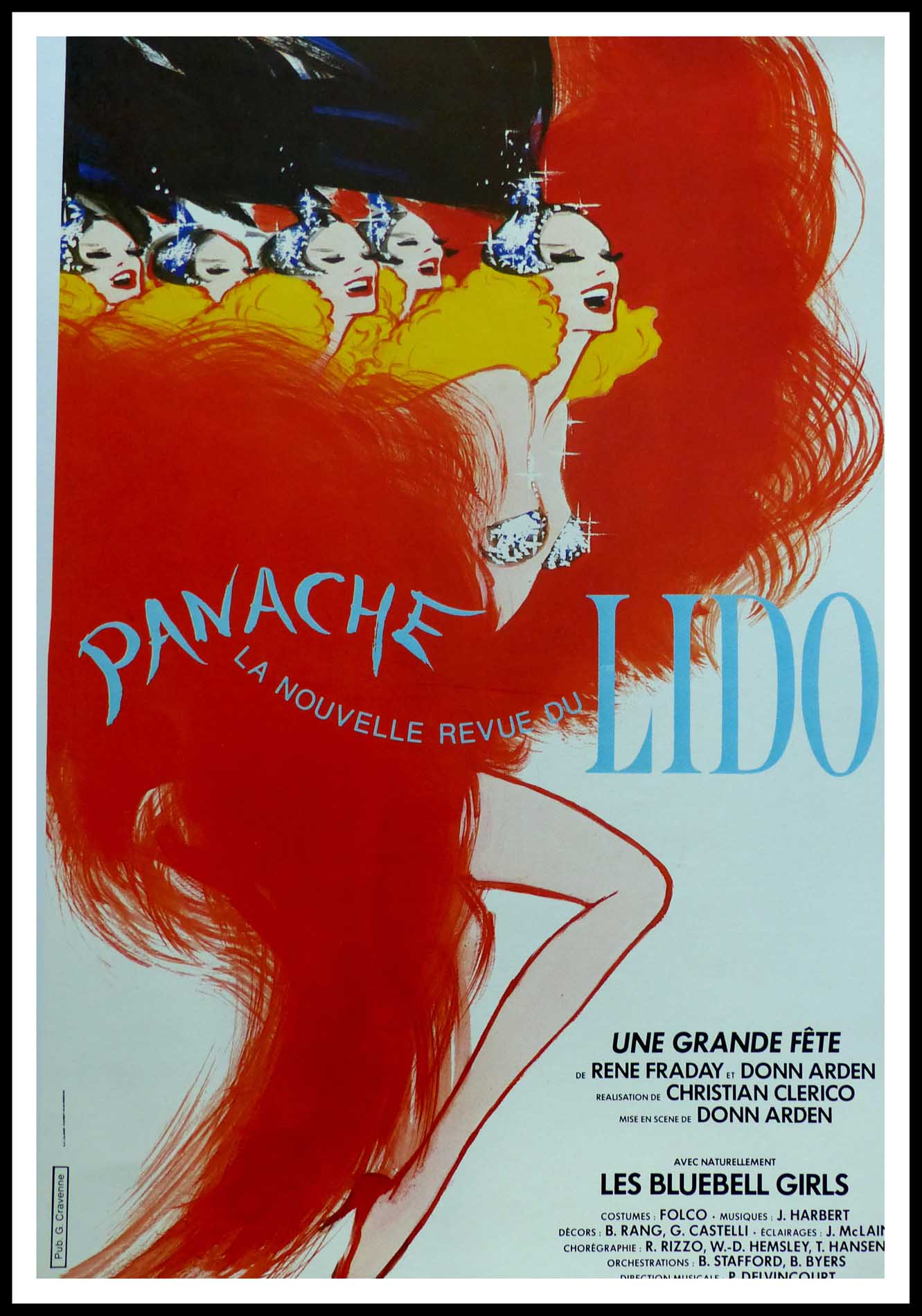 (alt="Original vintage poster Panache, la nouvelle revue du Lido 1980, signed in the plate by Gruau and printed by LaLande-Courbet Ed. Pub Cravenne")