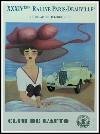 (alt="Affiche originale XXXIVth Paris-Deauville 2000 Club de l'Auto signée dans la planche par D.P.Noyer et imprimée sur du papier Velin d'Arches par Repro vite")