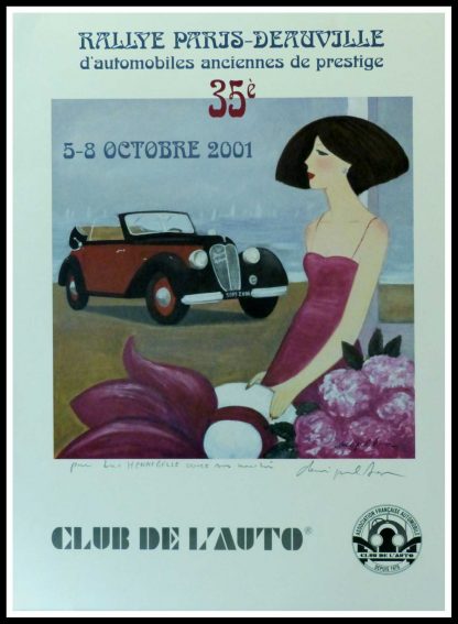 (alt="Original vintage car poster 35th Paris-Deauville 2001 Club de l'Auto hand-signed in the plate by D.P.Noyer and printed by Club de l'Auto")