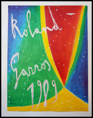Nicola de MARIA : Affiche officielle Roland GARROS, affiche ancienne originale tennis signée 1989