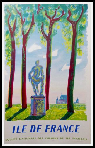 Affiche ancienne originale SNCF -  Ille de France - SNCF  Marc SAINT SAENS 1952