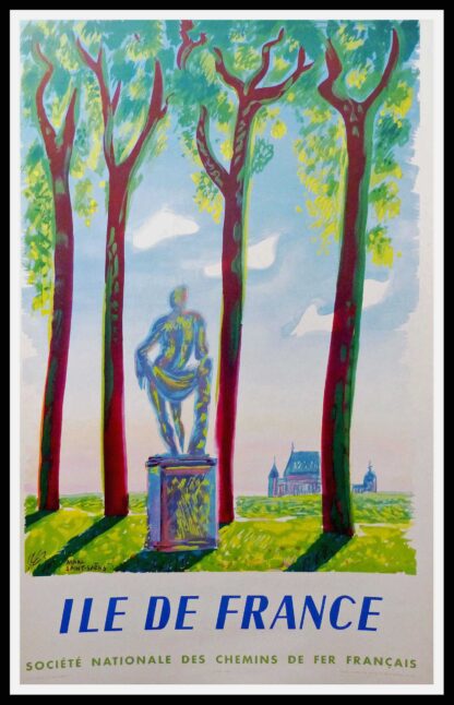 Affiche ancienne originale SNCF -  Ille de France - SNCF  Marc SAINT SAENS 1952