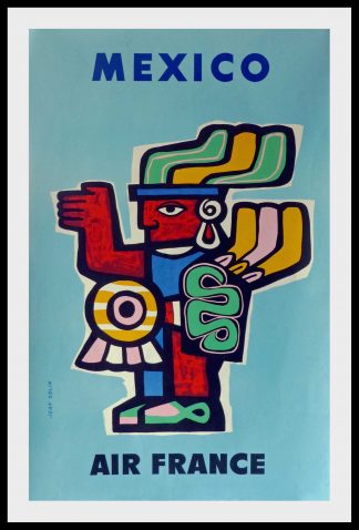 (alt="original vintage poster Air France Mexico signed in the plate Jean COLIN, 1957, printed by Courbet")