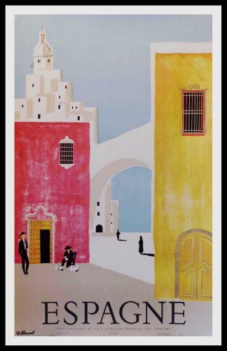(alt="original vintage travel poster, ESPAGNE, Bernard Villemot signed in the plate and printed by Rieusset Barcelona 1958")
