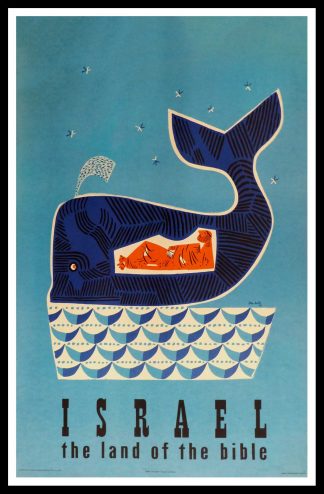 (alt="original vintage travel poster, Israël, the country of the Bible, signed in the plate Jean DAVID, 1954")