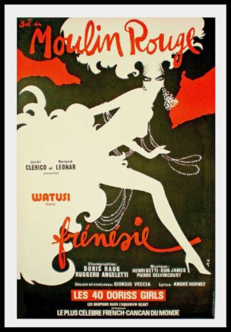 Affiche ancienne originale spectacle Moulin Rouge Frénésie - Paris - René GRUAU 1980