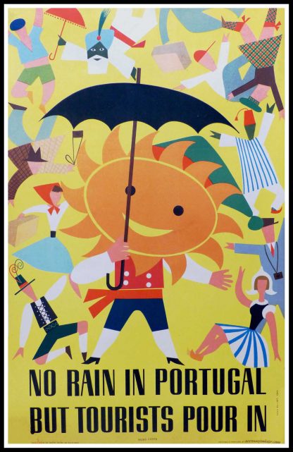 (alt="original vintage travel poster, PORTUGAL, Anonymous, lithograph, printed by Bertrand Irmaos Lisboa, 1954")