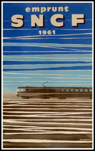 (alt="original vintage travel poster, french railways SNCF signed in the plate J. JACQUELIN printed by Hubert BAILLE 1961")