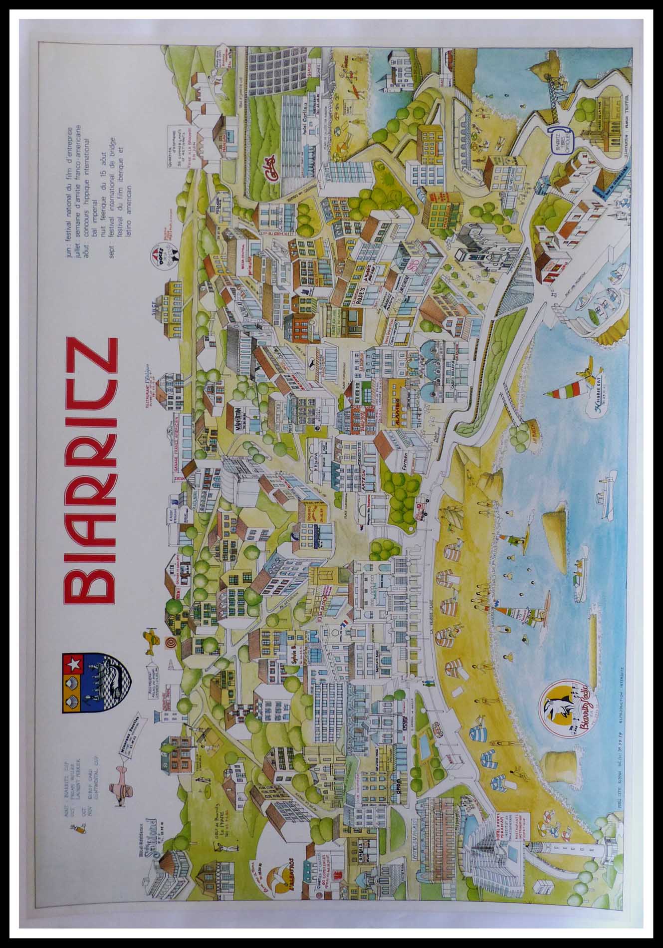 (alt="original vintage travel poster, Biarritz, Frances Truffier, 1992, printed by Pub. Cité Royan")
