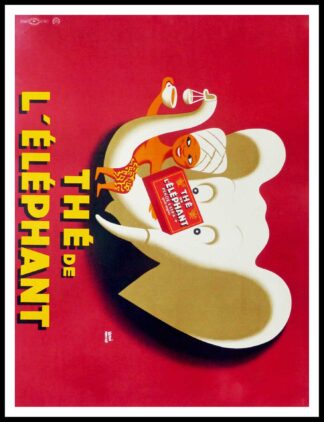 Original vintage advertising poster - Thé de l'éléphant - Hervé MORVAN 1952