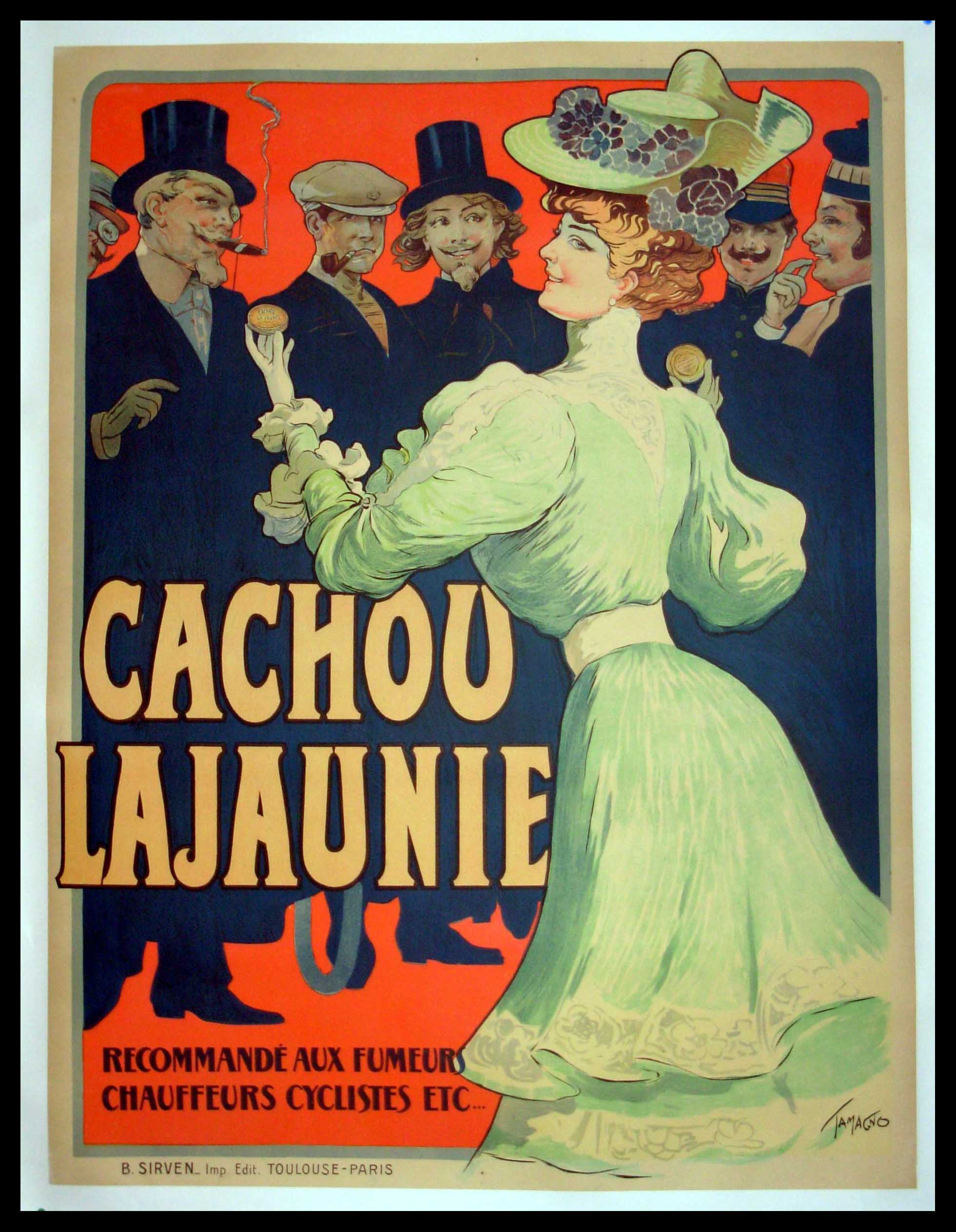 (alt="original vintage poster art nouveau, TAMAGNO, signed in the plate, 1900")