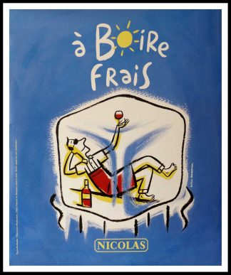 Original vintage wine poster NICOLAS - A boire frais - DUPUY-BERBERIAN circa 1990