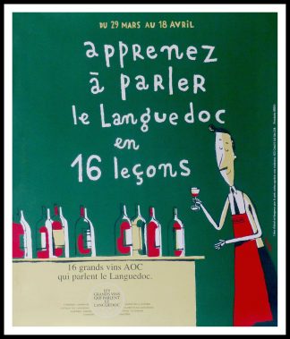 Original vintage wine poster vin NICOLAS - Apprenez à parler le Languedoc - MARTIN circa 1990