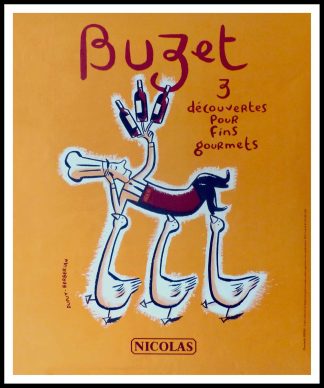 Affiche ancienne originale Vin NICOLAS - Buzet fins gourmets - DUPUY-BERBERIAN circa 1990