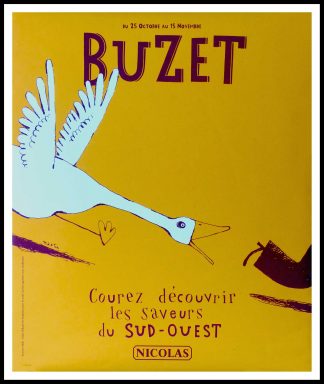Original vintage wine poster Vin NICOLAS - Buzet découvrez le Sud Ouest - MARTIN 1990