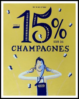 original vintage wine poster Vin NICOLAS - CHAMPAGNE - d'après MARTIN circa 1990