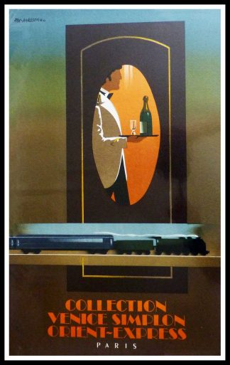 (alt="affiche ancienne originale de voyage, Collection Venice Simplon orient express , signé FIX MASSEAU 1985, Ipa Champigny")