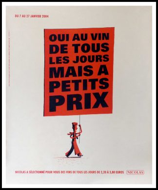 original vintage wine poster vin NICOLAS - Vin à petit prix - THOMAS circa 1990