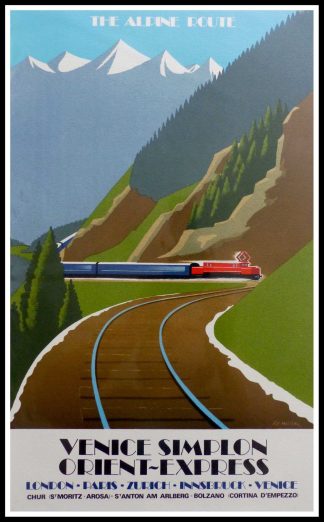 (alt="affiche ancienne originale de voyage, Venice Simplon orient express Paris Londres Zurich, signé FIX MASSEAU 1985, Ipa Champigny