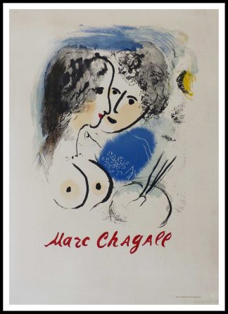 Marc CHAGALL - affiche ancienne originale avant la lettre Galerie des Ponchettes Nice - RARE 1958