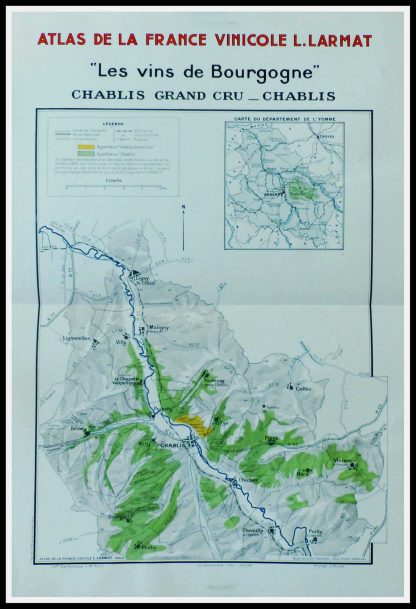 (alt="Atlas de la France vinicole Louis LARMAT Les vins de Bourgogne Chablis grand cru - chablis 65 x 45 cm")