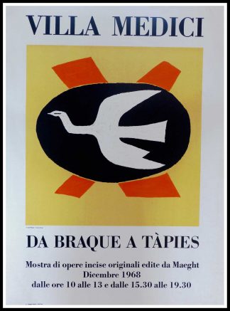 Georges BRAQUE - Villa Medici de Braque à Tapiès  - Affiche ancienne originale 1968