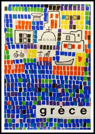 (alt="affiche originale GRECE size 100 x 62 cm condition A+ Katzoubakis circa 1950 printed by Coulognes Maucoulis")