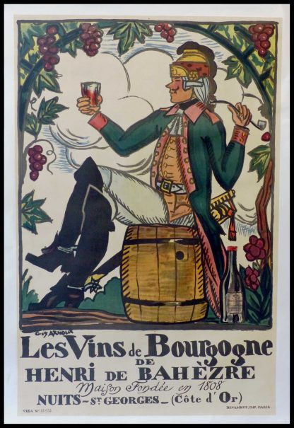 Original vintage wine poster - Les Vins de Bourgogne Nuits St Georges - Guy ARNOUX 1920