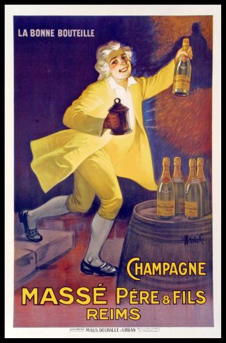 (alt="CHAMPAGNE MASSE 120 x 80 AUZOLLE Condition A+ Imprimerie Maus, Delhalle & Urban, signé dans la planche, circa 1920")