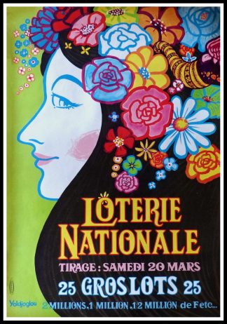 YOLDJOGLOU - Loterie Nationale Gros lot, original vintage advertising poster, circa 1970