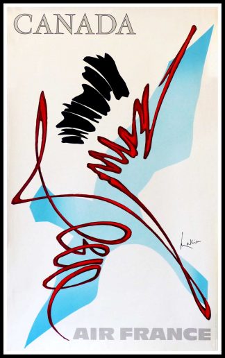 Affiche ancienne originale de voyage - Georges MATHIEU - Air France CANADA 1968