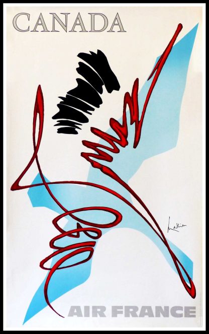 Affiche ancienne originale de voyage - Georges MATHIEU - Air France CANADA 1968