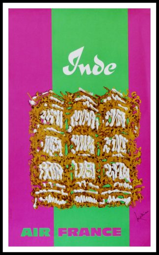 Affiche ancienne originale de voyage - Georges MATHIEU - INDE 1967