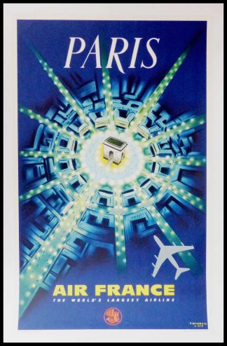 (alt="AIR-FRANCE-PARIS-100-X-62-cm-BAUDOUIN-1947-Imprimerie-La-Generale-de-Publicite")