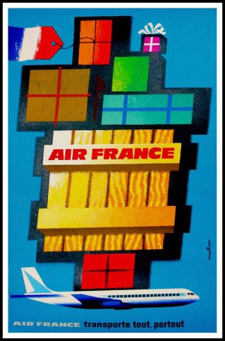Original vintage travel poster, Air France transporte tout partout - NATHAN 1963