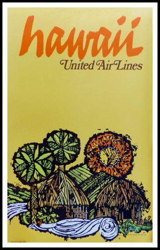 Original vintage travel poster - United Airlines Hawaii - USA - JEBARY 1967