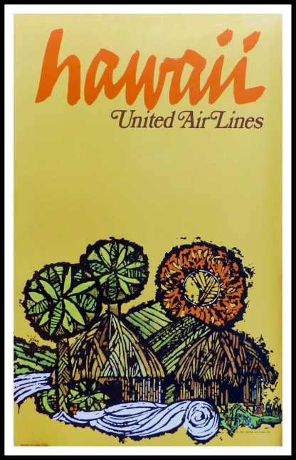 Original vintage travel poster - United Airlines Hawaii - USA - JEBARY 1967