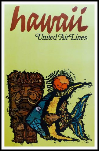 original vintage transportation poster - United Airlines Hawaii - USA - JEBARY 1967