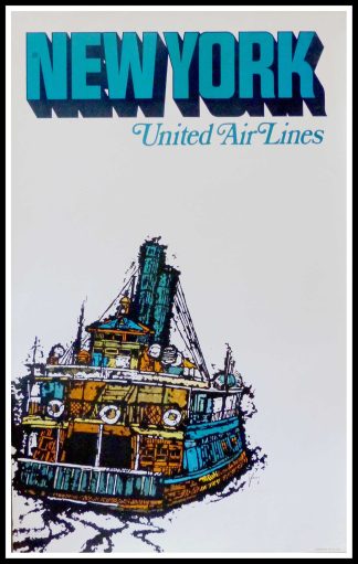 Original vintage travel poster - United Airlines New York - USA - JEBARY 1967