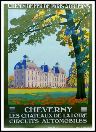 Affiche ancienne originale voyage - Constant DUVAL - Chemin de Fer de Paris à Orléas, Château de Cheverny, 1926