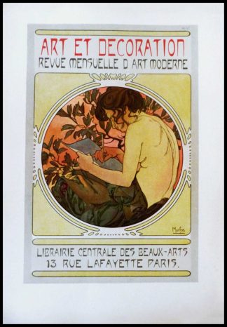 Alphonse MUCHA - Documents décoratifs - planche 57 Art et Décoration, lithographie originale art nouveau signé 1902