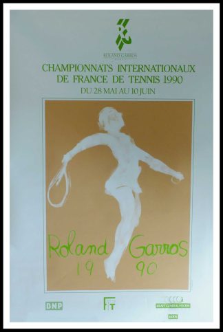 Affiche ancienne originale sport - Championnat internationaux de France de Tennis - Roland Garros 1990